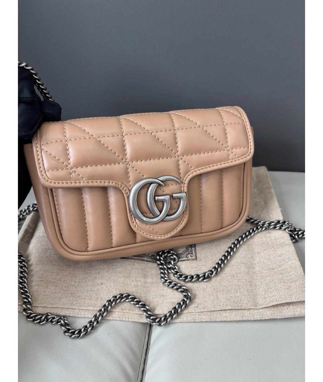 GUCCI Бежевая кожаная сумка через плечо, фото 2