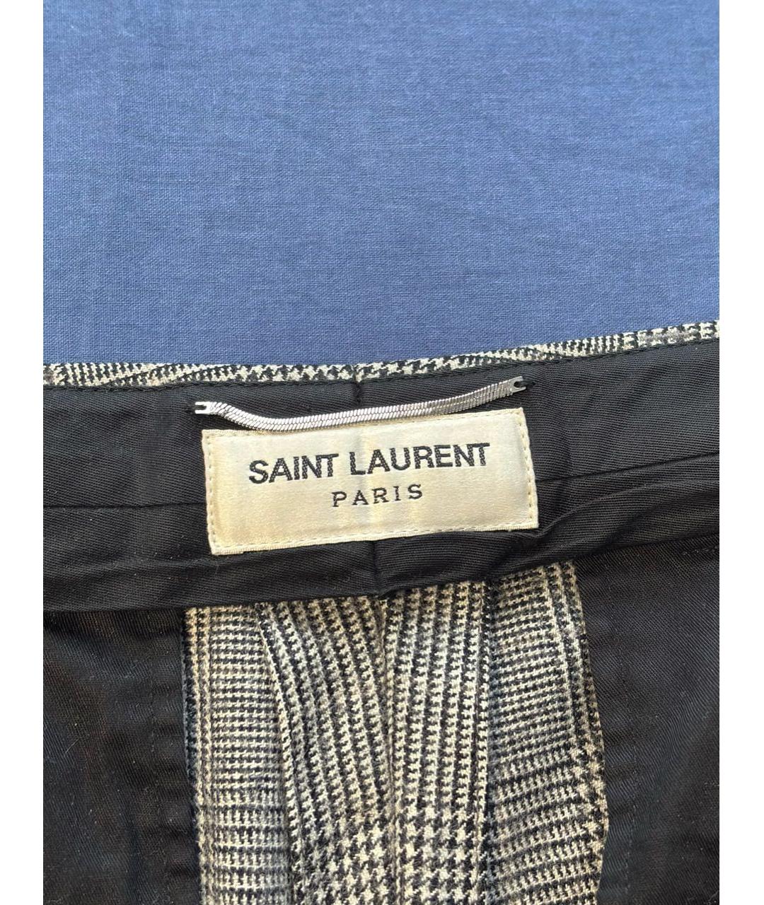 SAINT LAURENT Антрацитовые шерстяные классические брюки, фото 3