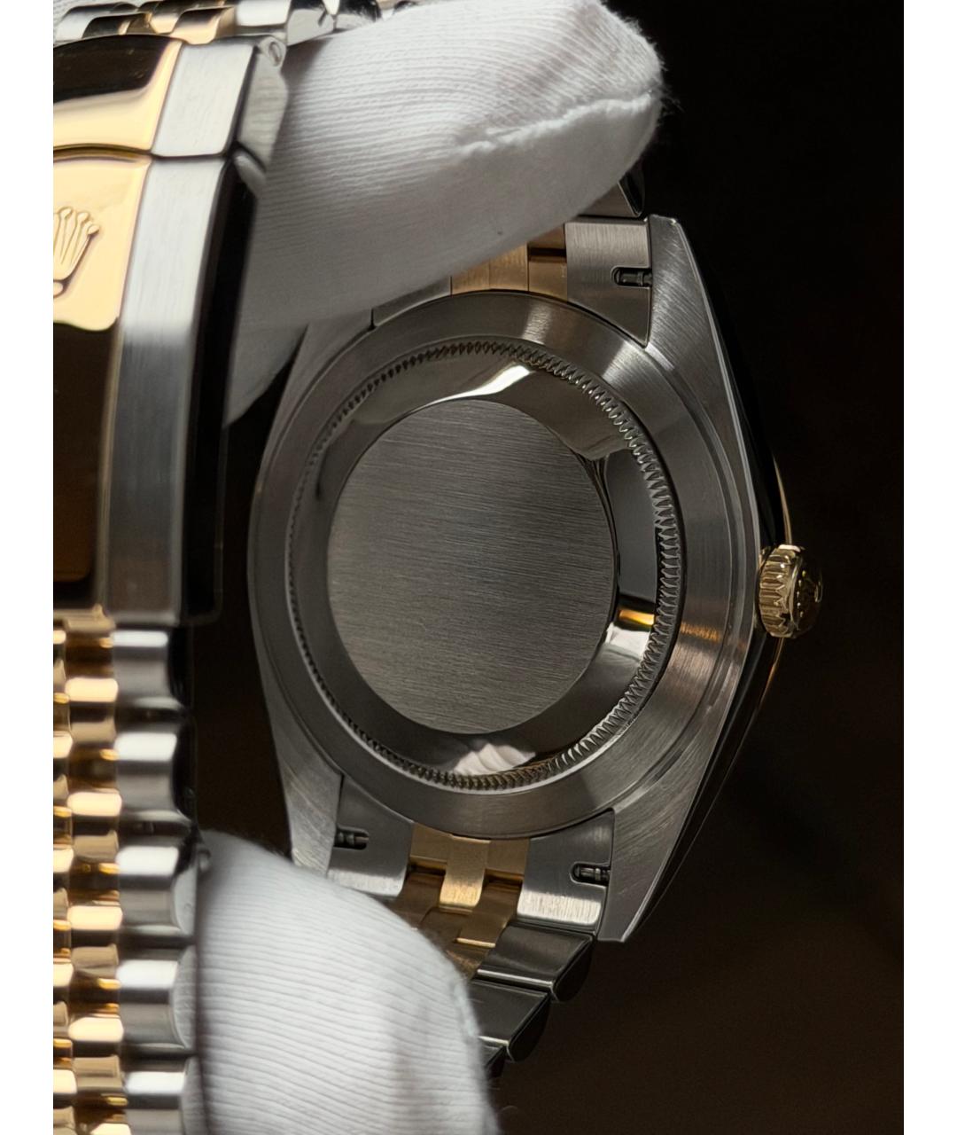 ROLEX Черные часы из желтого золота, фото 7