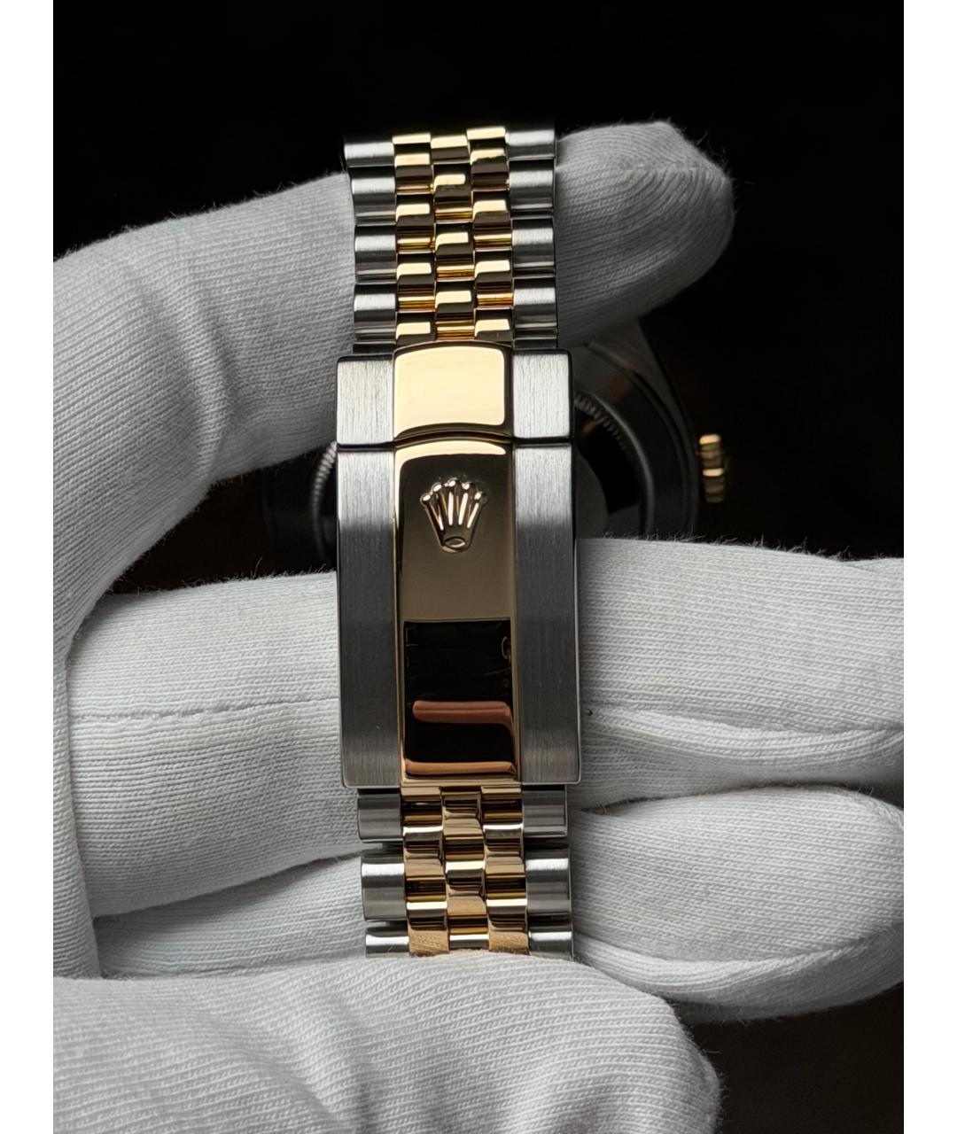 ROLEX Черные часы из желтого золота, фото 8