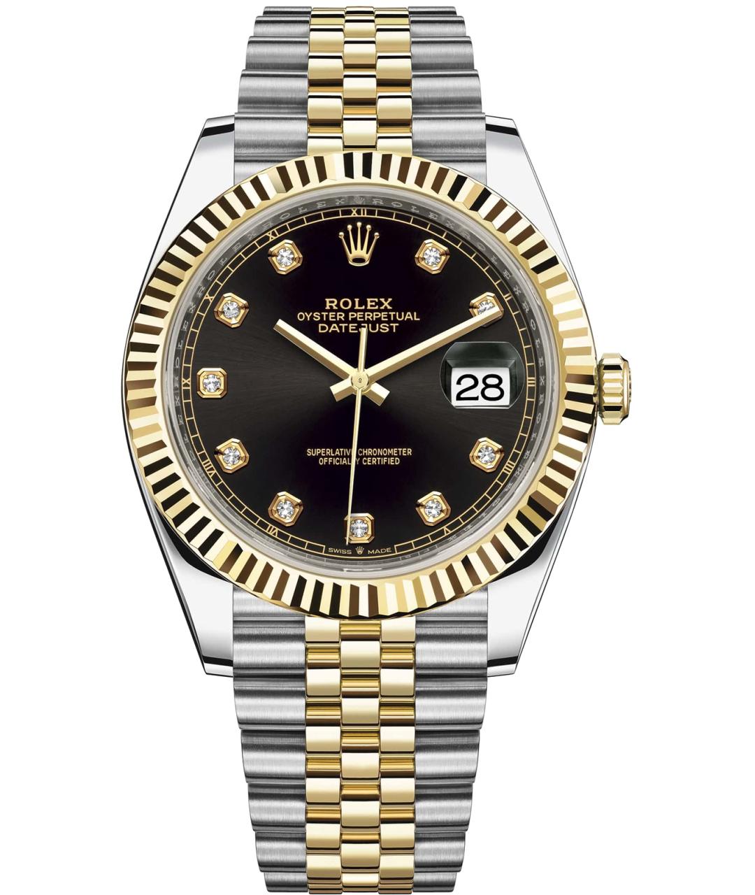ROLEX Черные часы из желтого золота, фото 1