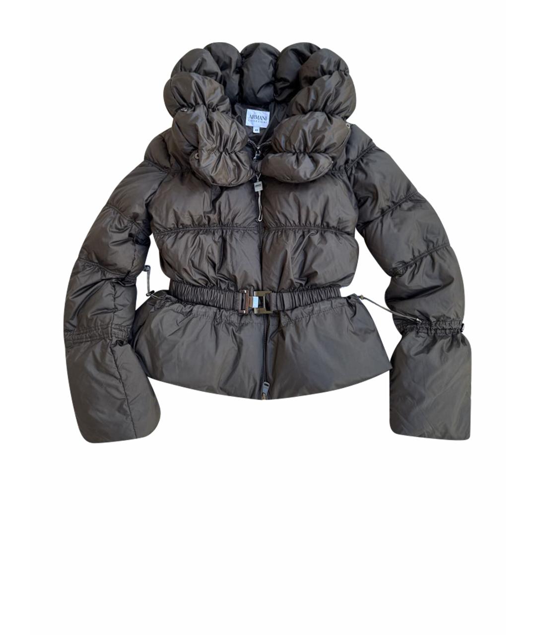ARMANI COLLEZIONI Антрацитовый полиэстеровый пуховик, фото 1