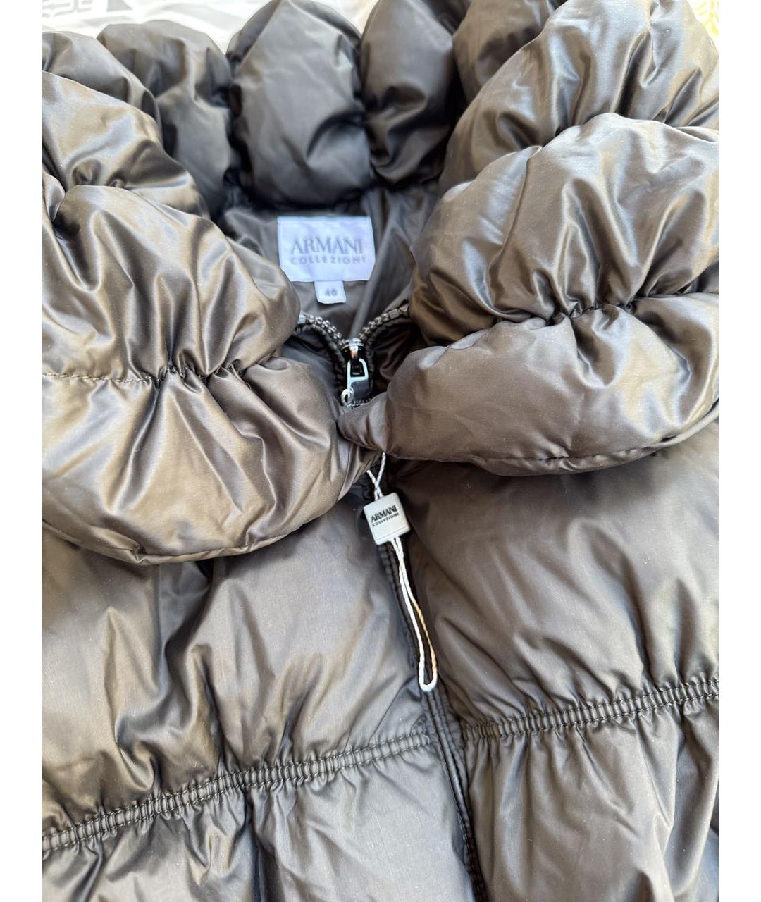 ARMANI COLLEZIONI Антрацитовый полиэстеровый пуховик, фото 3