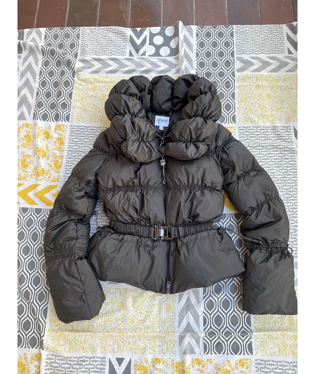 ARMANI COLLEZIONI Антрацитовый полиэстеровый пуховик, фото 9