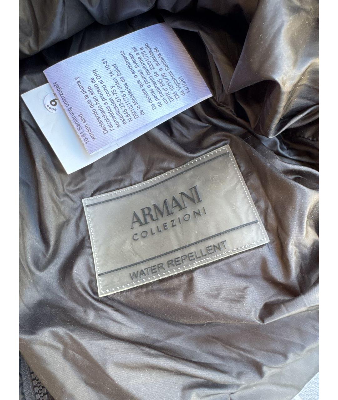 ARMANI COLLEZIONI Антрацитовый полиэстеровый пуховик, фото 5