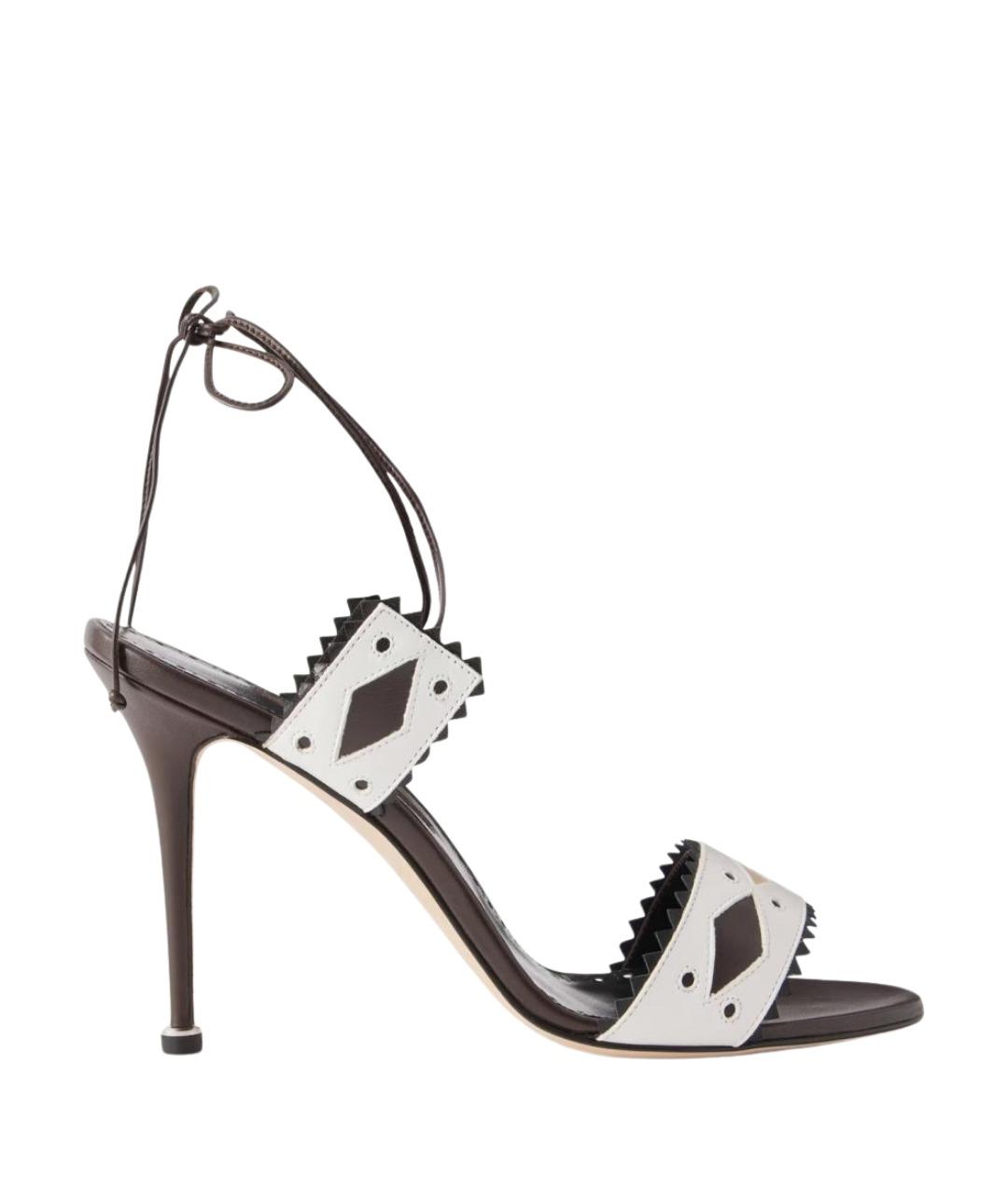 MANOLO BLAHNIK Белые кожаные босоножки, фото 1