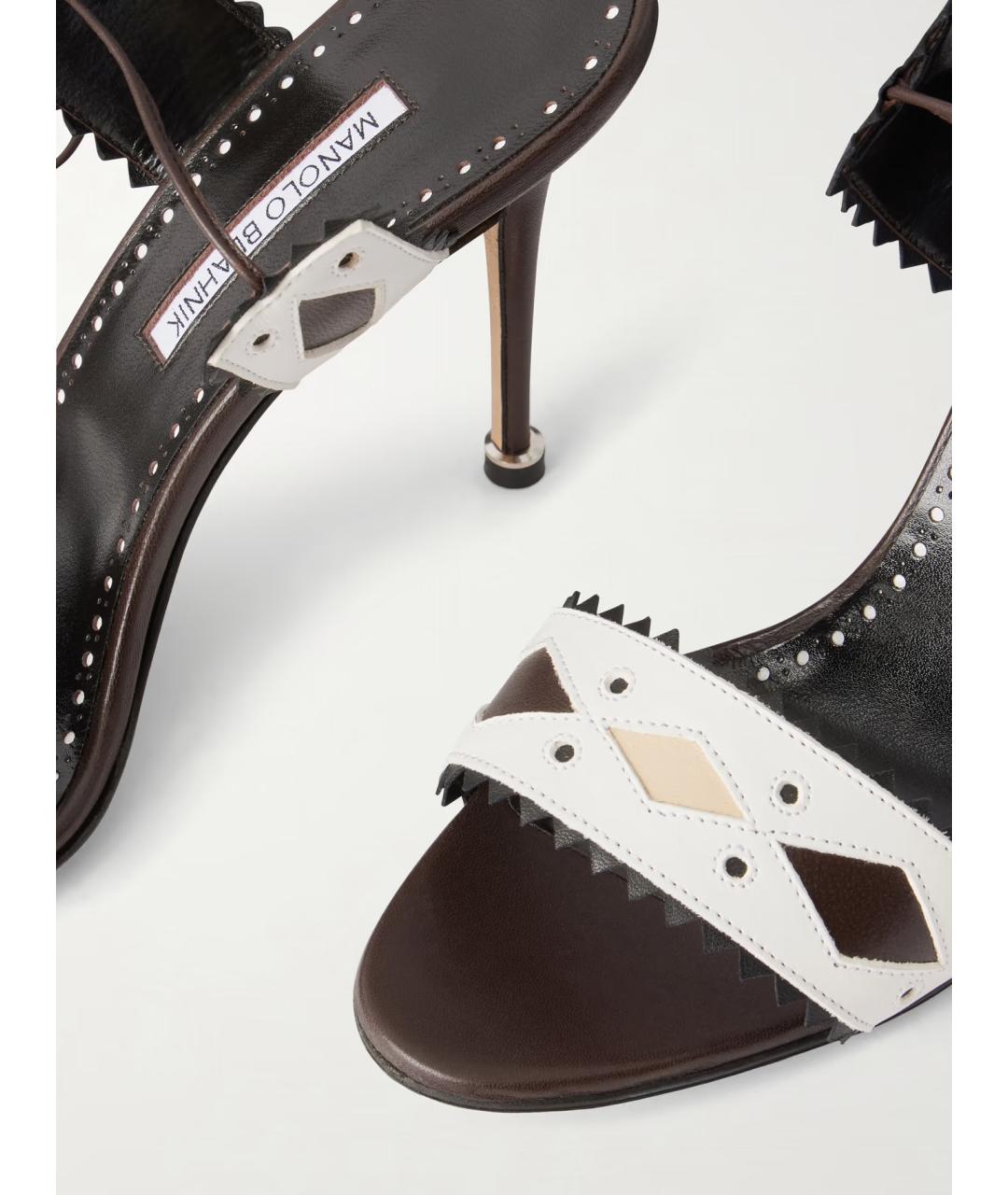 MANOLO BLAHNIK Белые кожаные босоножки, фото 5