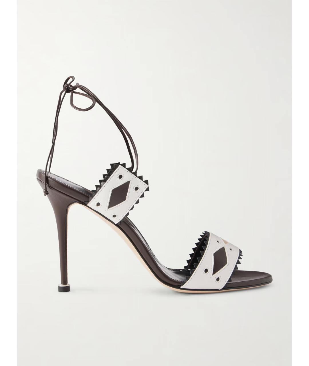 MANOLO BLAHNIK Белые кожаные босоножки, фото 6