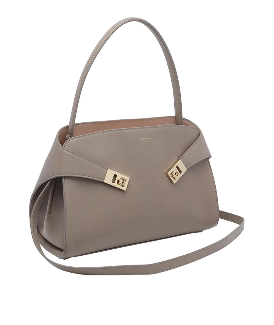 FERRAGAMO Бежевая кожаная сумка через плечо, фото 2