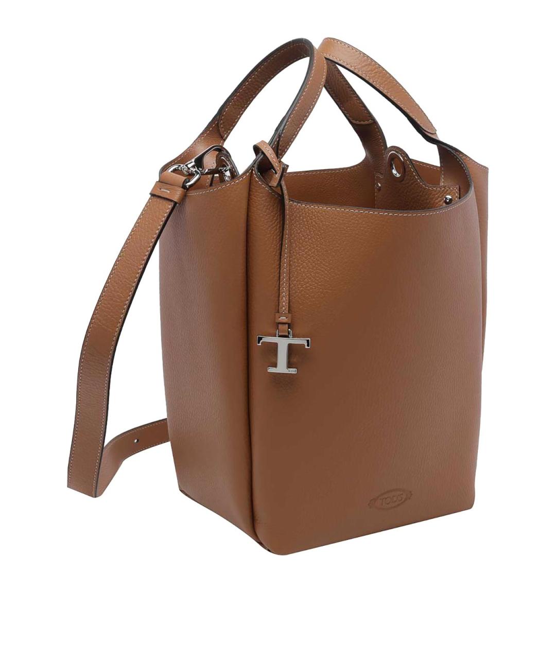 TOD'S Коричневая кожаная сумка тоут, фото 2