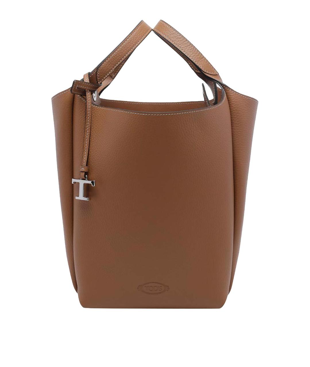 TOD'S Коричневая кожаная сумка тоут, фото 1