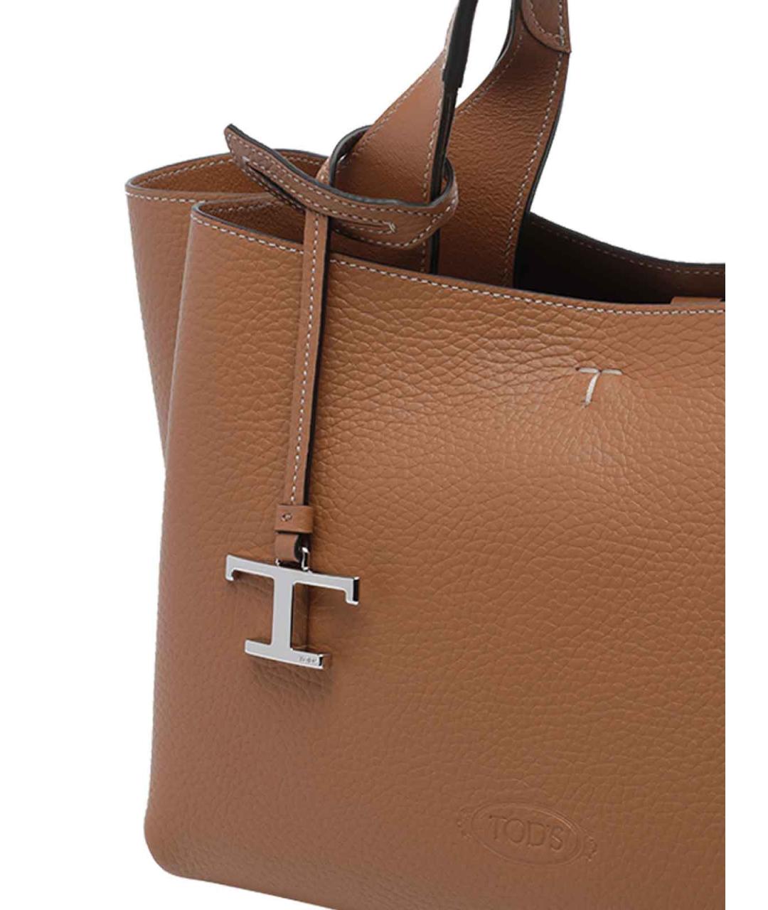 TOD'S Коричневая кожаная сумка тоут, фото 4