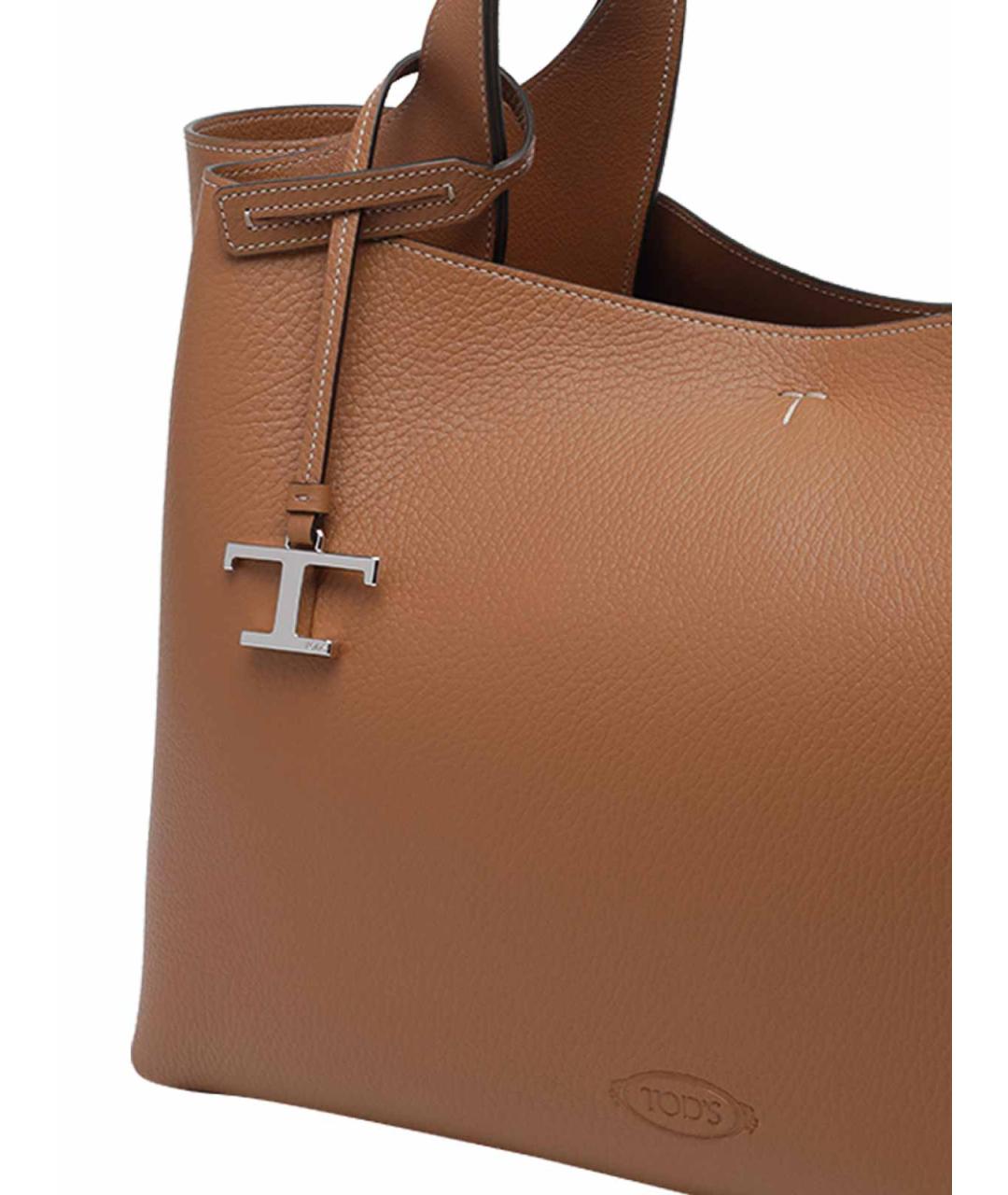 TOD'S Коричневая кожаная сумка тоут, фото 4