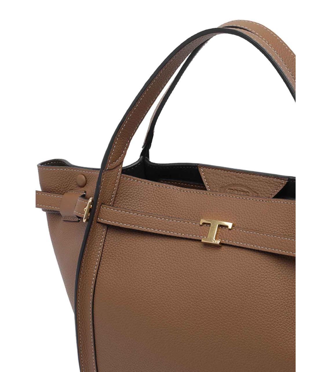TOD'S Коричневая кожаная сумка тоут, фото 4