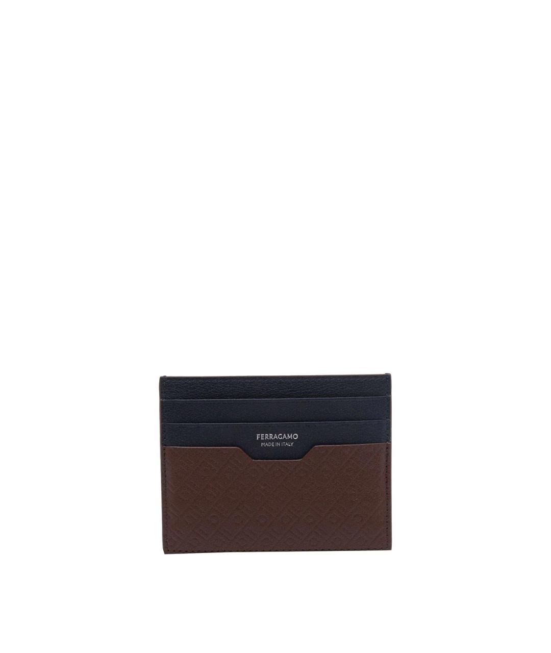 FERRAGAMO Коричневый кожаный кардхолдер, фото 1