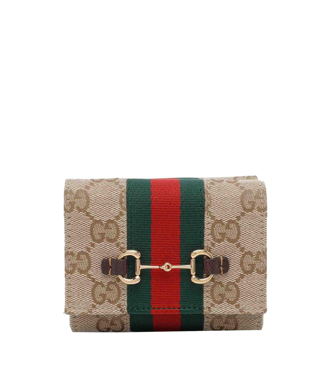 GUCCI Бежевый кожаный кошелек, фото 1