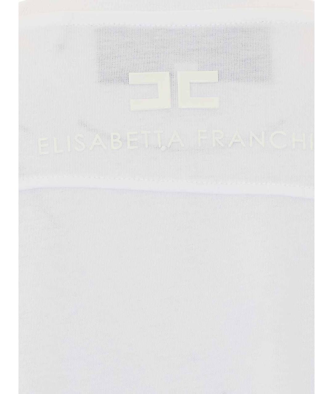 ELISABETTA FRANCHI Белая хлопковая футболка, фото 3