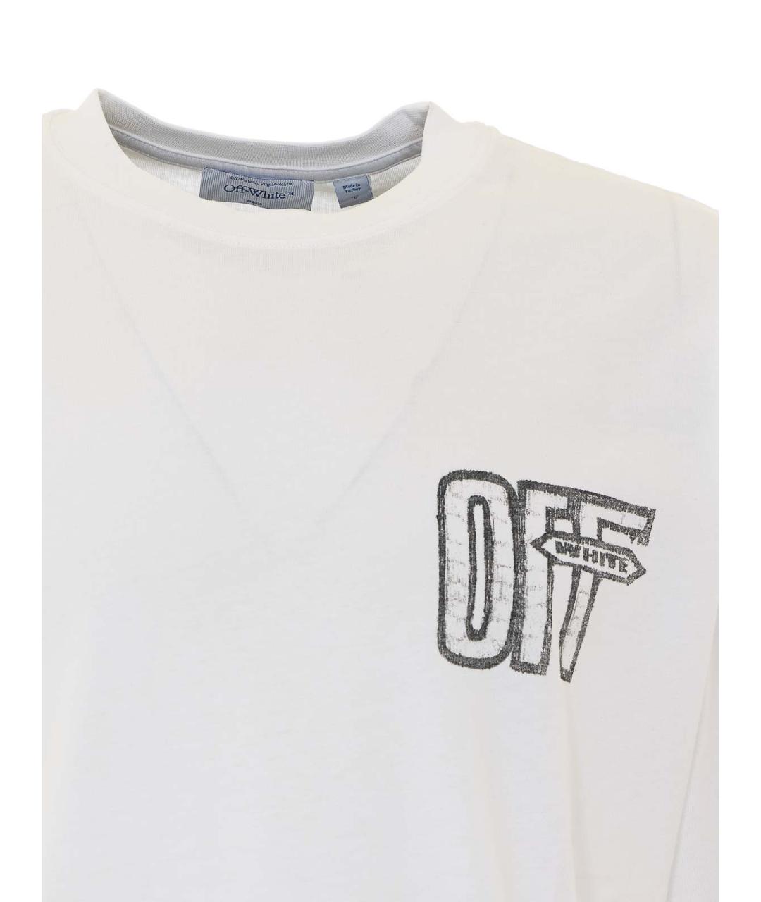 OFF-WHITE Белая хлопковая футболка, фото 4