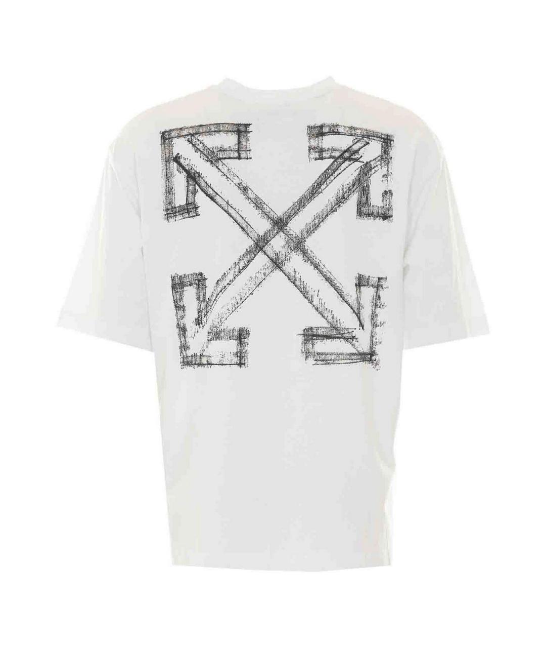 OFF-WHITE Белая хлопковая футболка, фото 2