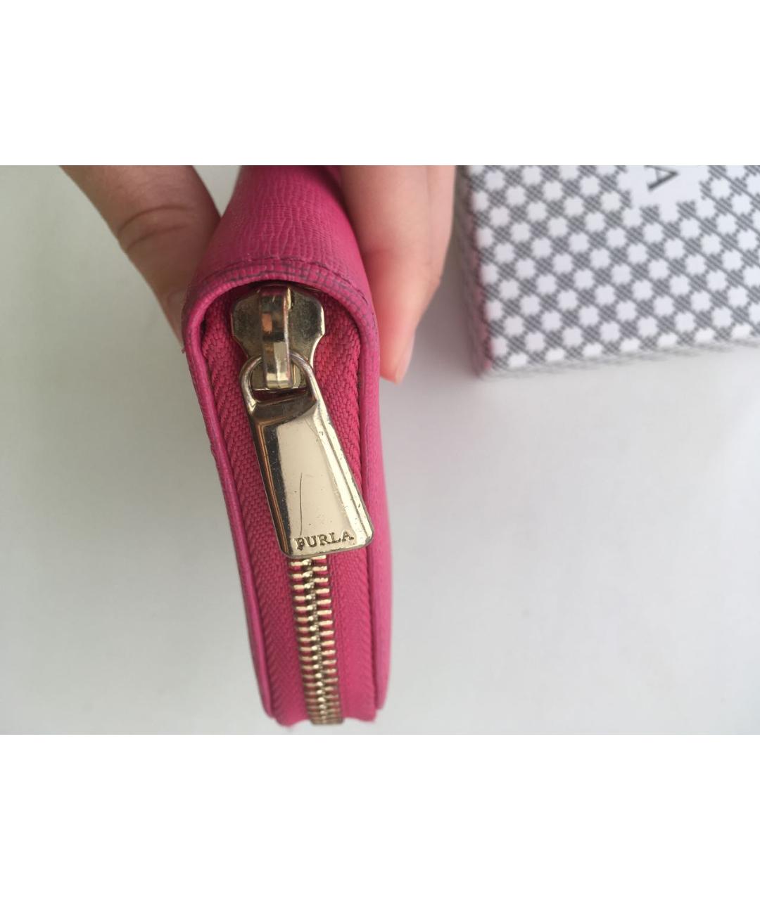 FURLA Розовый кожаный кошелек, фото 4
