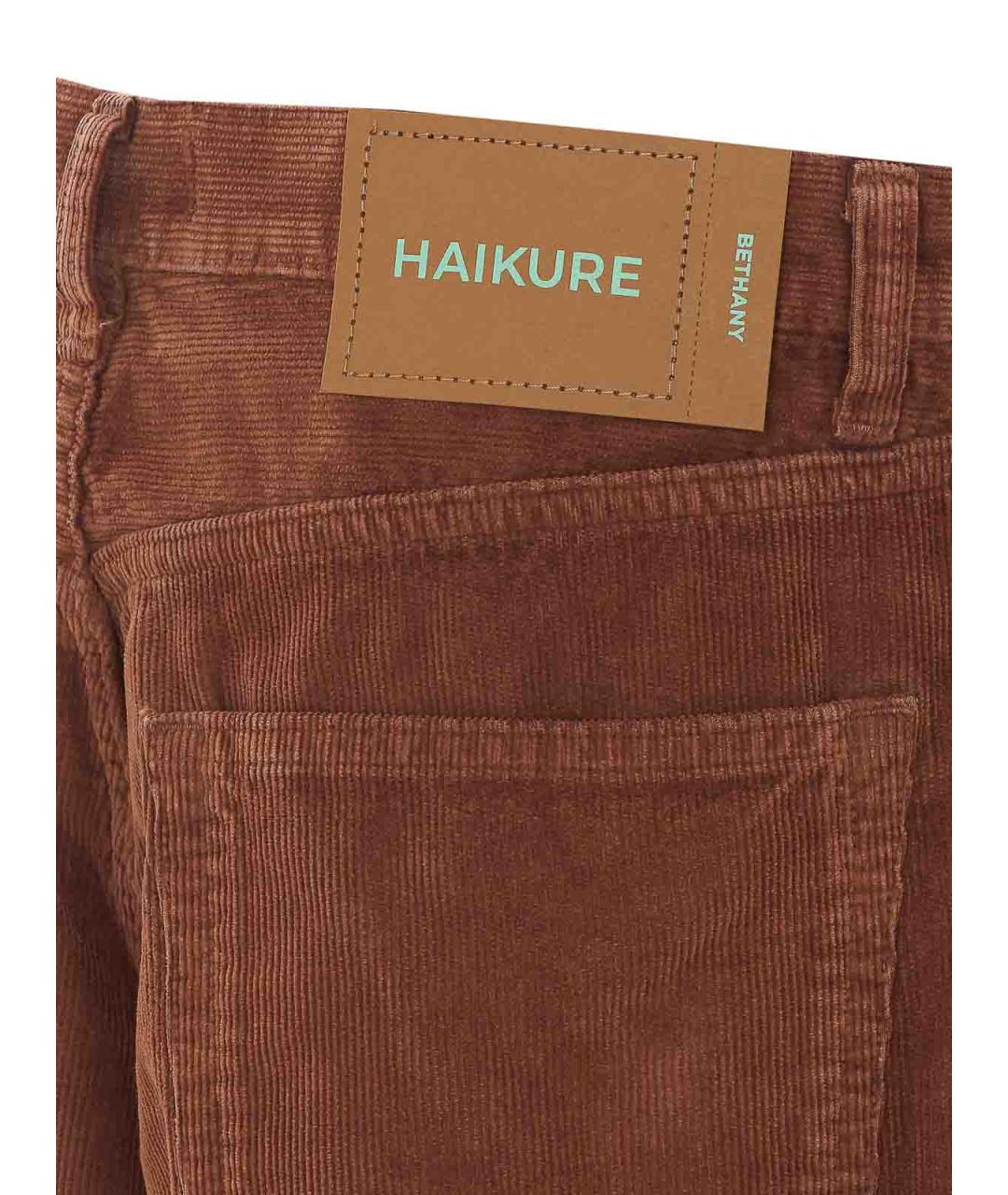 HAIKURE Коричневые хлопковые прямые брюки, фото 3
