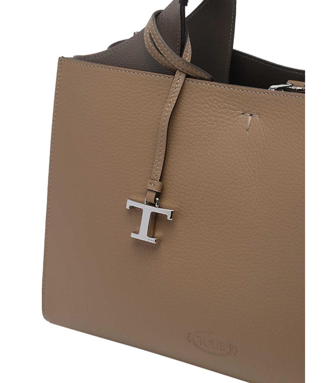 TOD'S Бежевая кожаная сумка тоут, фото 4