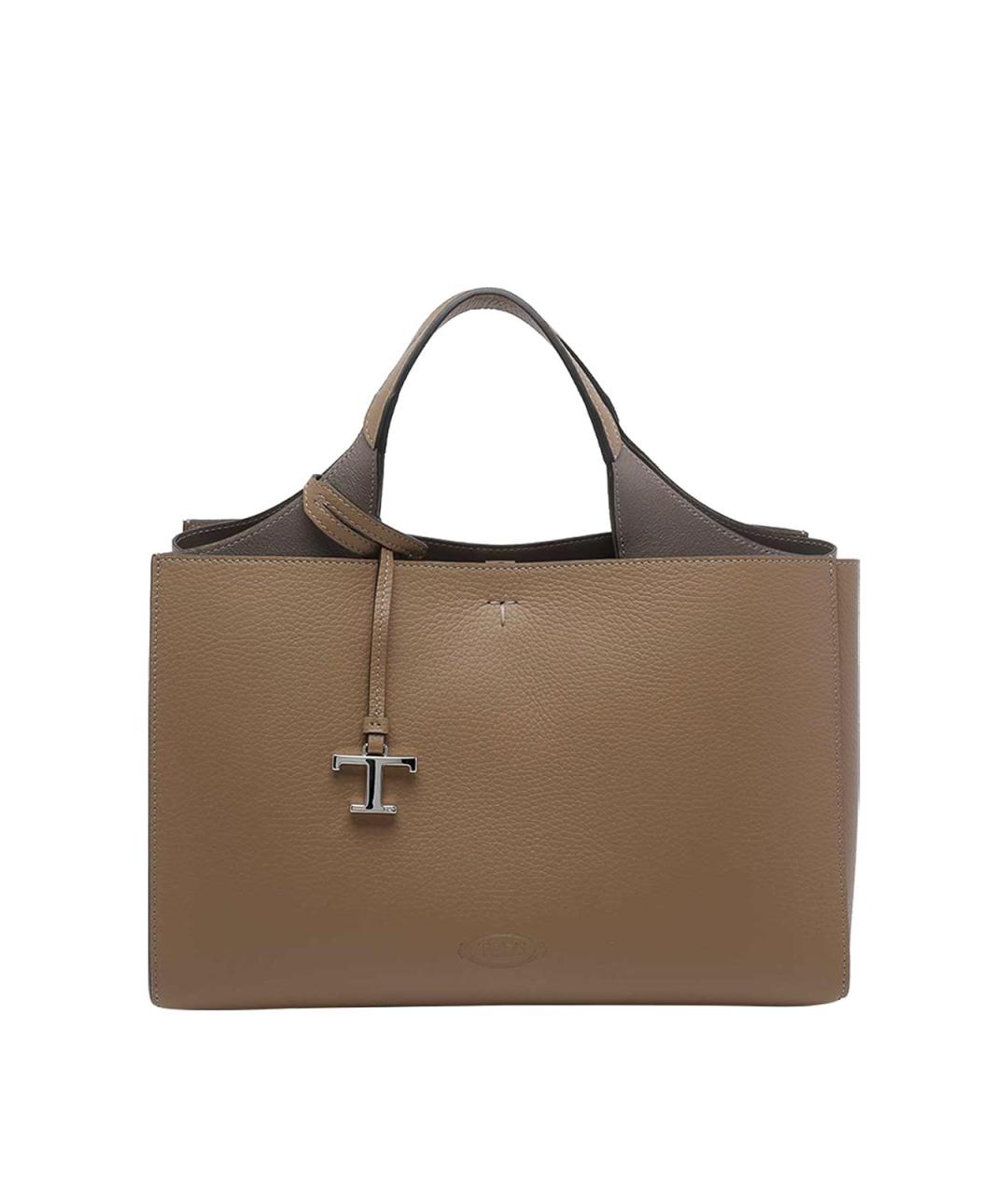 TOD'S Бежевая кожаная сумка тоут, фото 1