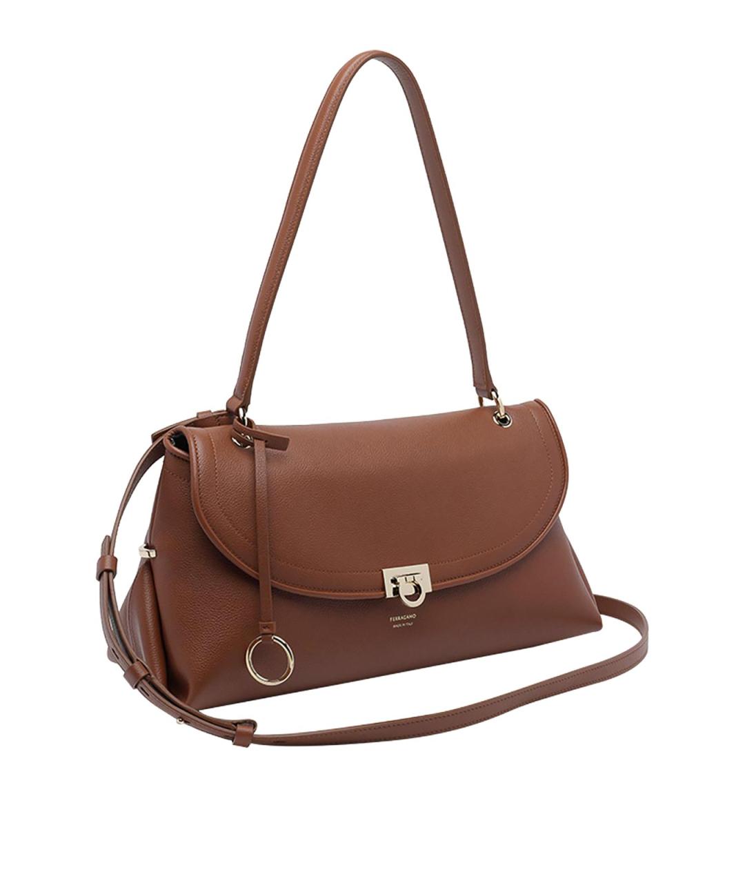 FERRAGAMO Коричневая кожаная сумка через плечо, фото 2