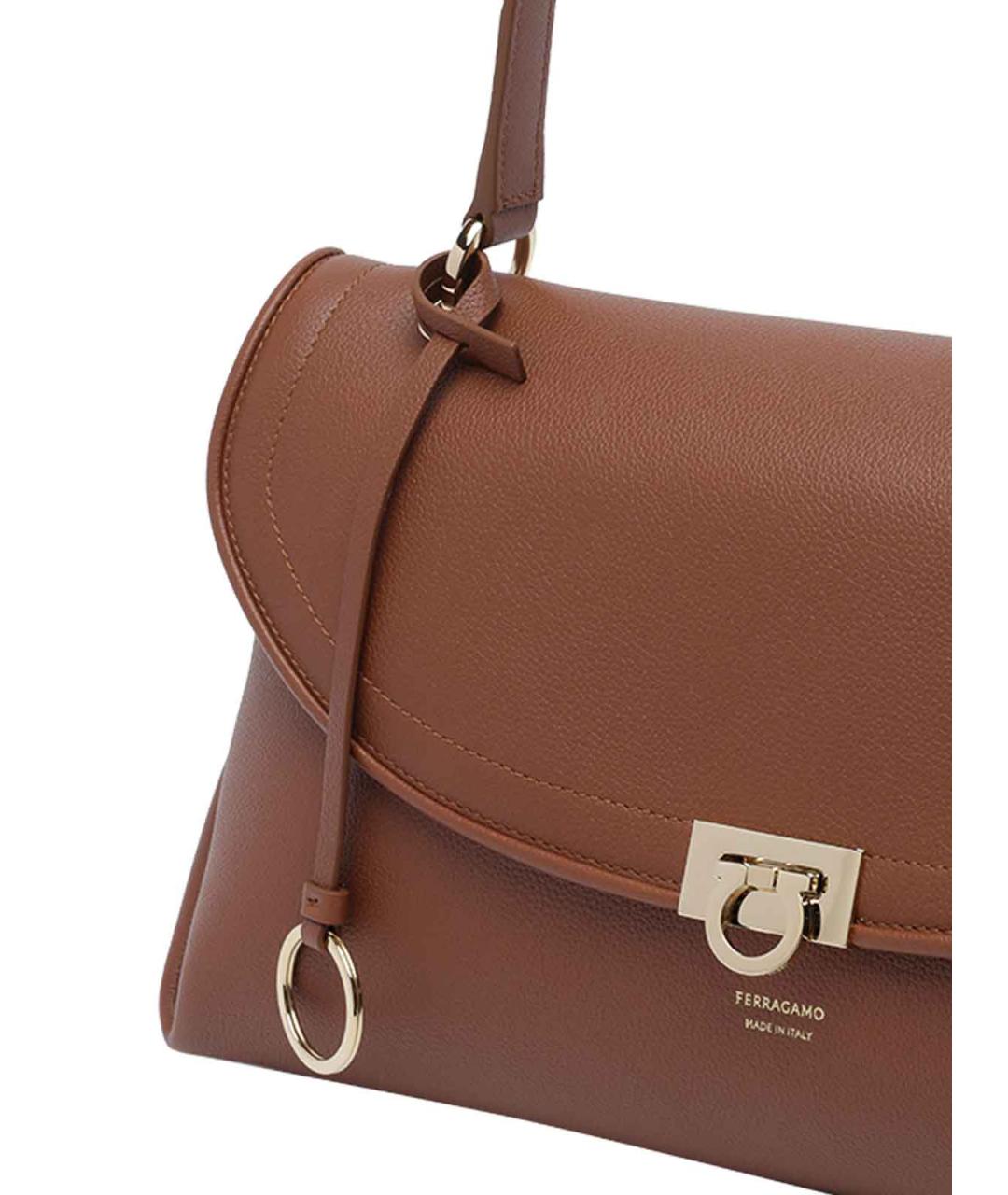 FERRAGAMO Коричневая кожаная сумка через плечо, фото 4