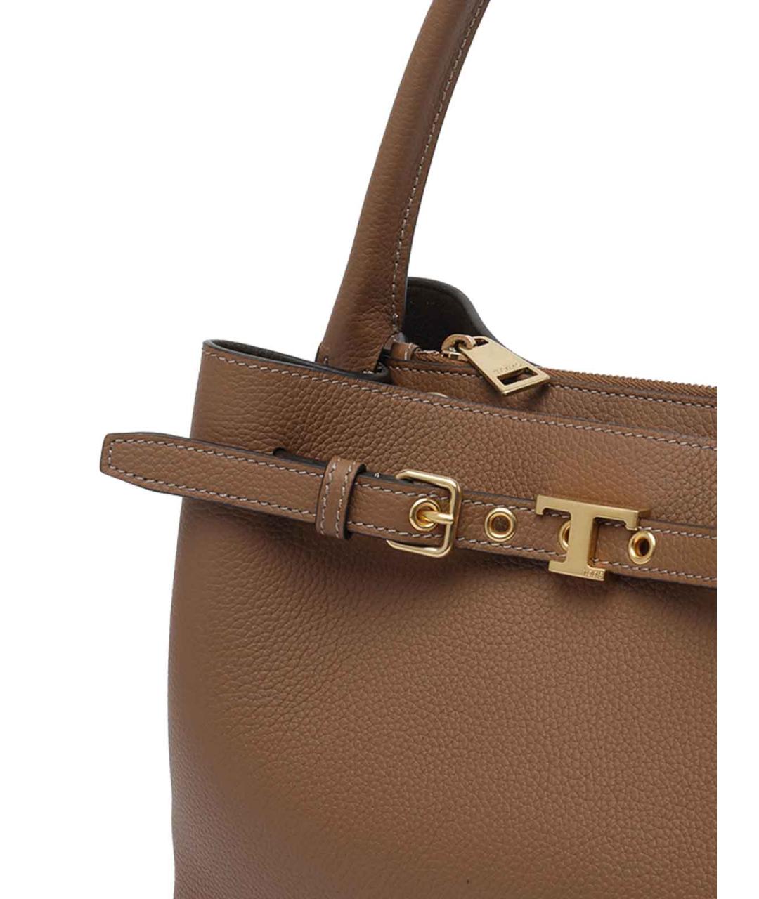 TOD'S Коричневая кожаная сумка тоут, фото 4