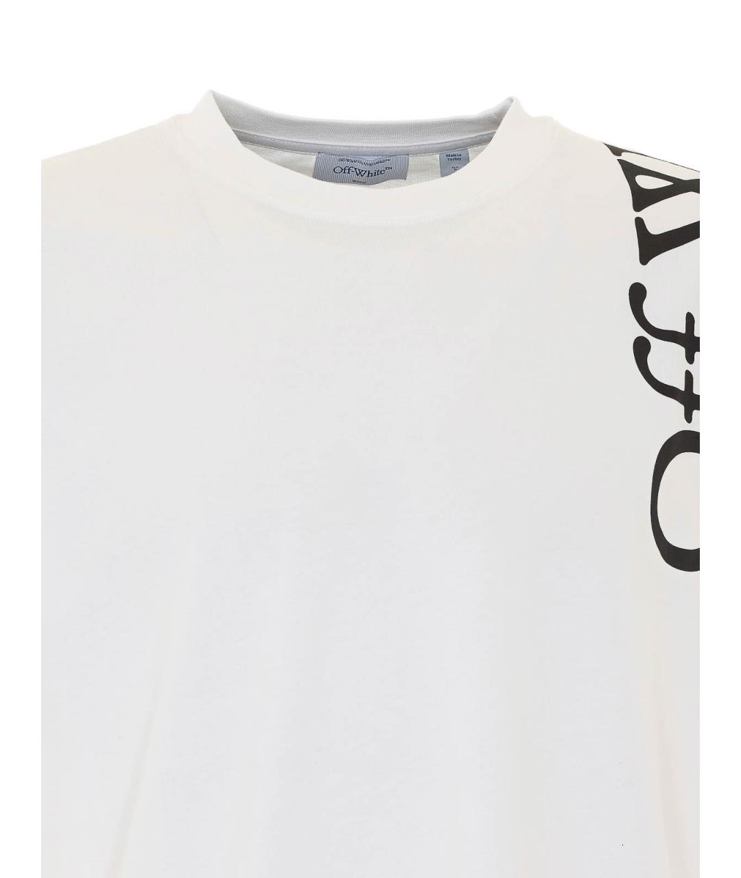 OFF-WHITE Белая хлопковая футболка, фото 4