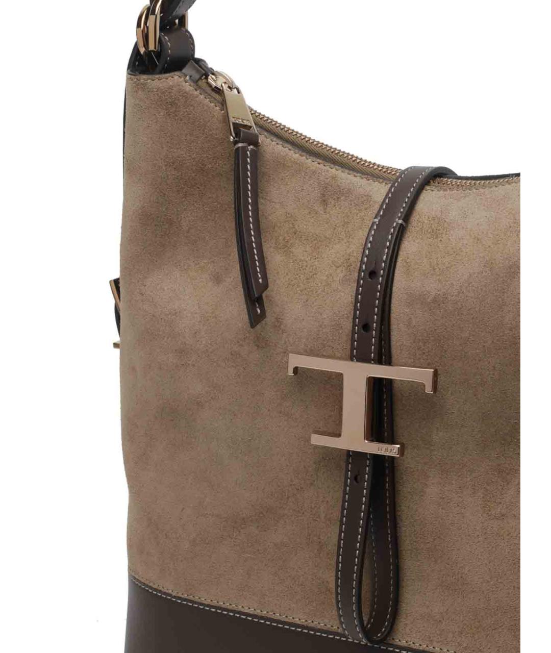 TOD'S Бежевая замшевая сумка через плечо, фото 4