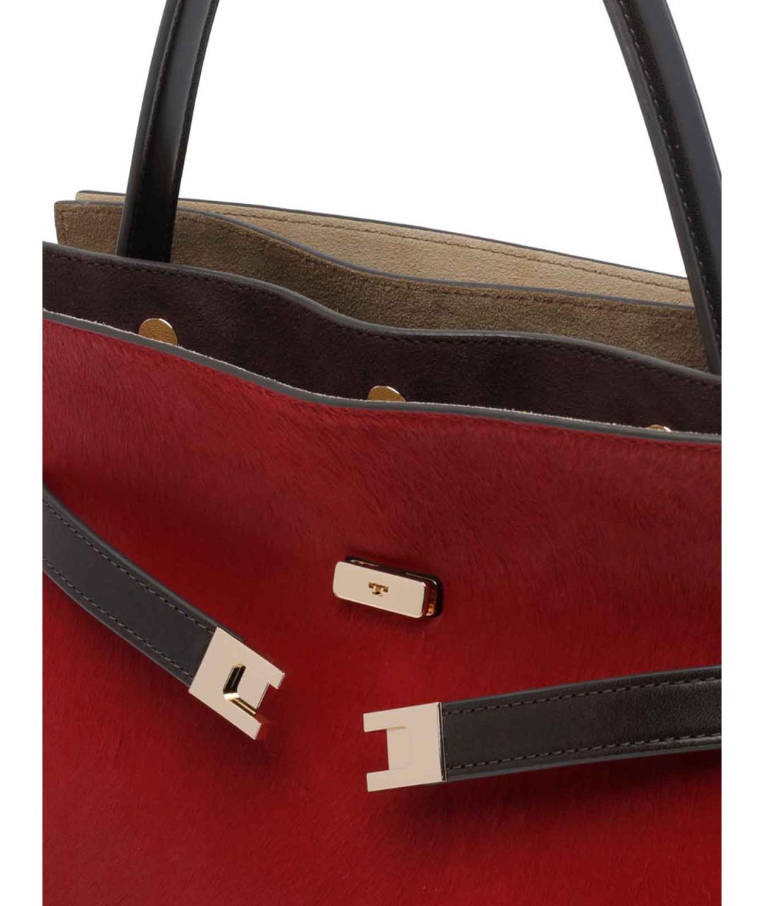 TORY BURCH Красная кожаная сумка с короткими ручками, фото 4