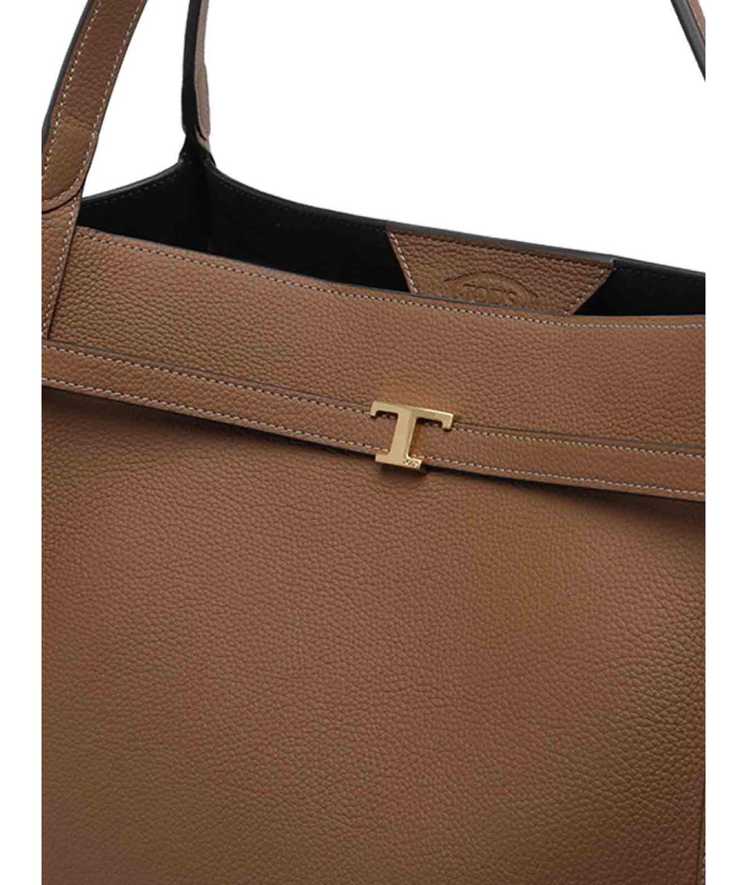 TOD'S Коричневая кожаная сумка тоут, фото 4