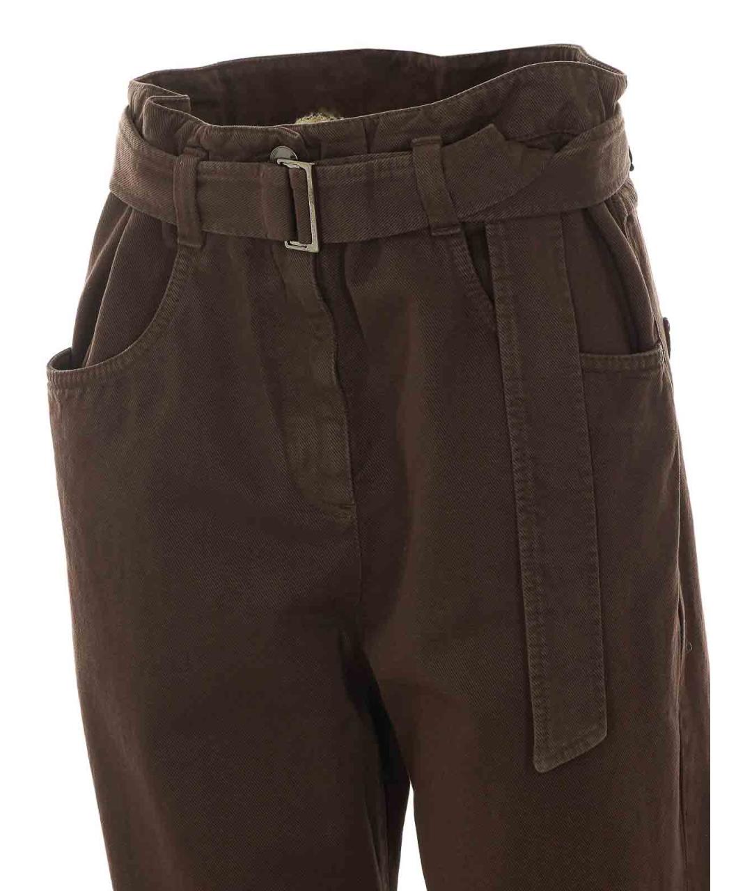BRUNELLO CUCINELLI Коричневые хлопковые джинсы клеш, фото 4