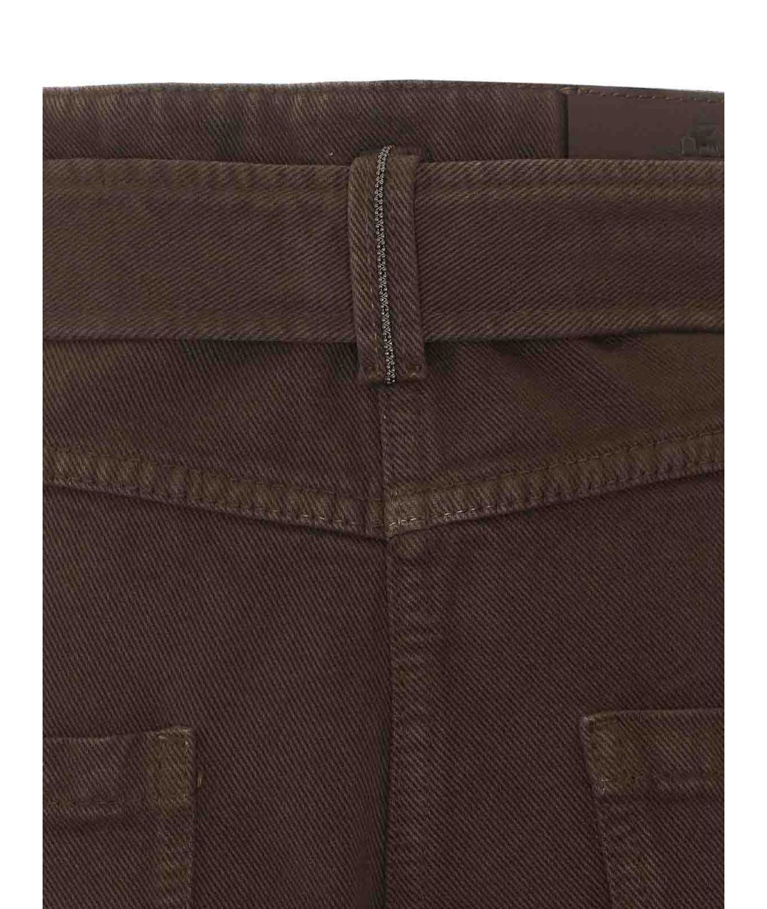 BRUNELLO CUCINELLI Коричневые хлопковые джинсы клеш, фото 3