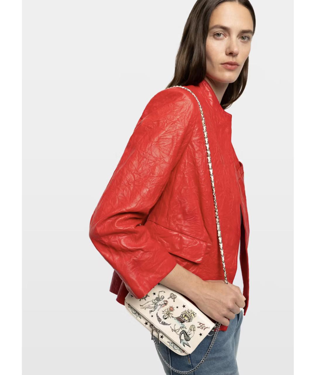 ZADIG & VOLTAIRE Белая сумка через плечо из лакированной кожи, фото 5