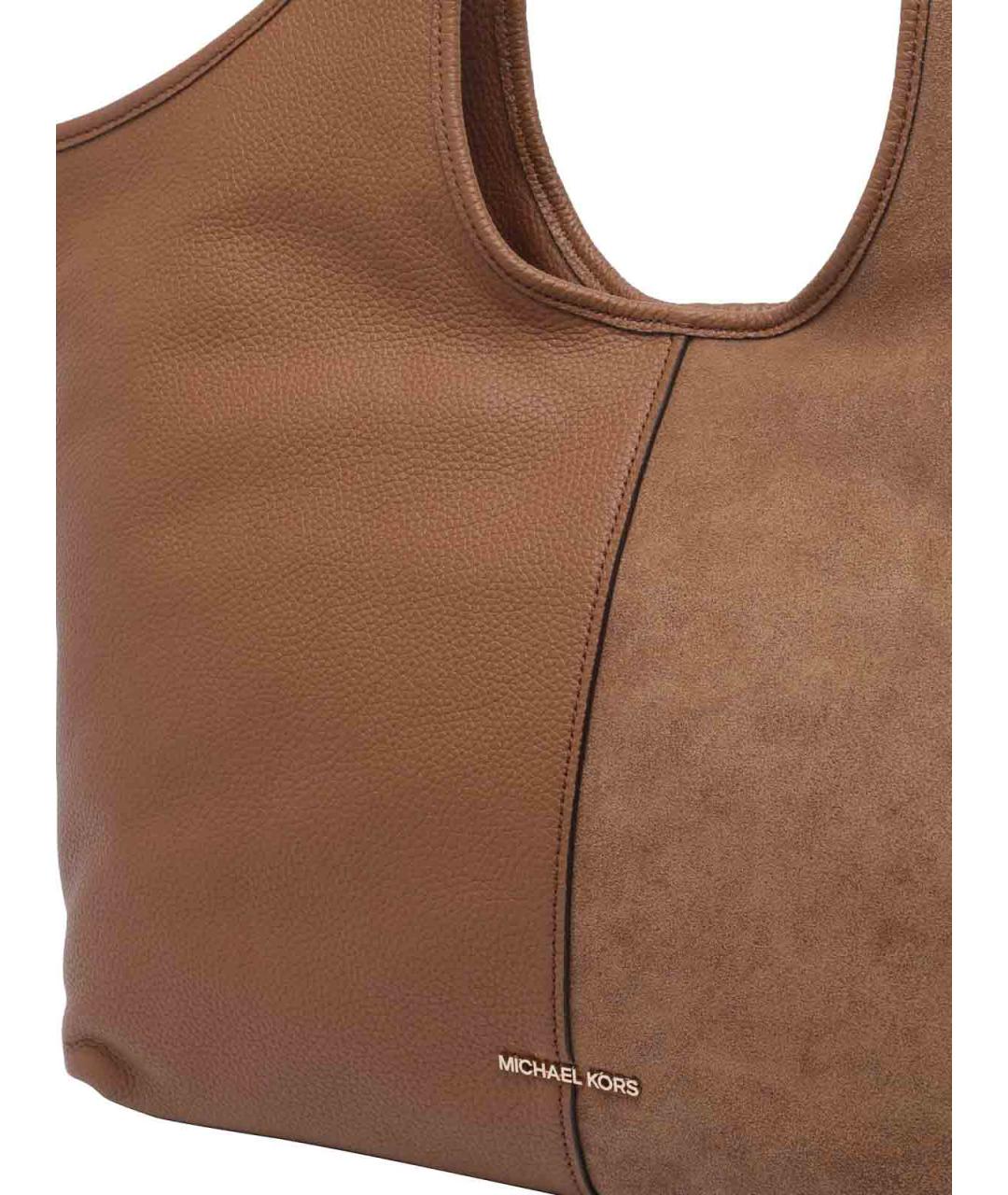 MICHAEL MICHAEL KORS Коричневая кожаная сумка тоут, фото 4