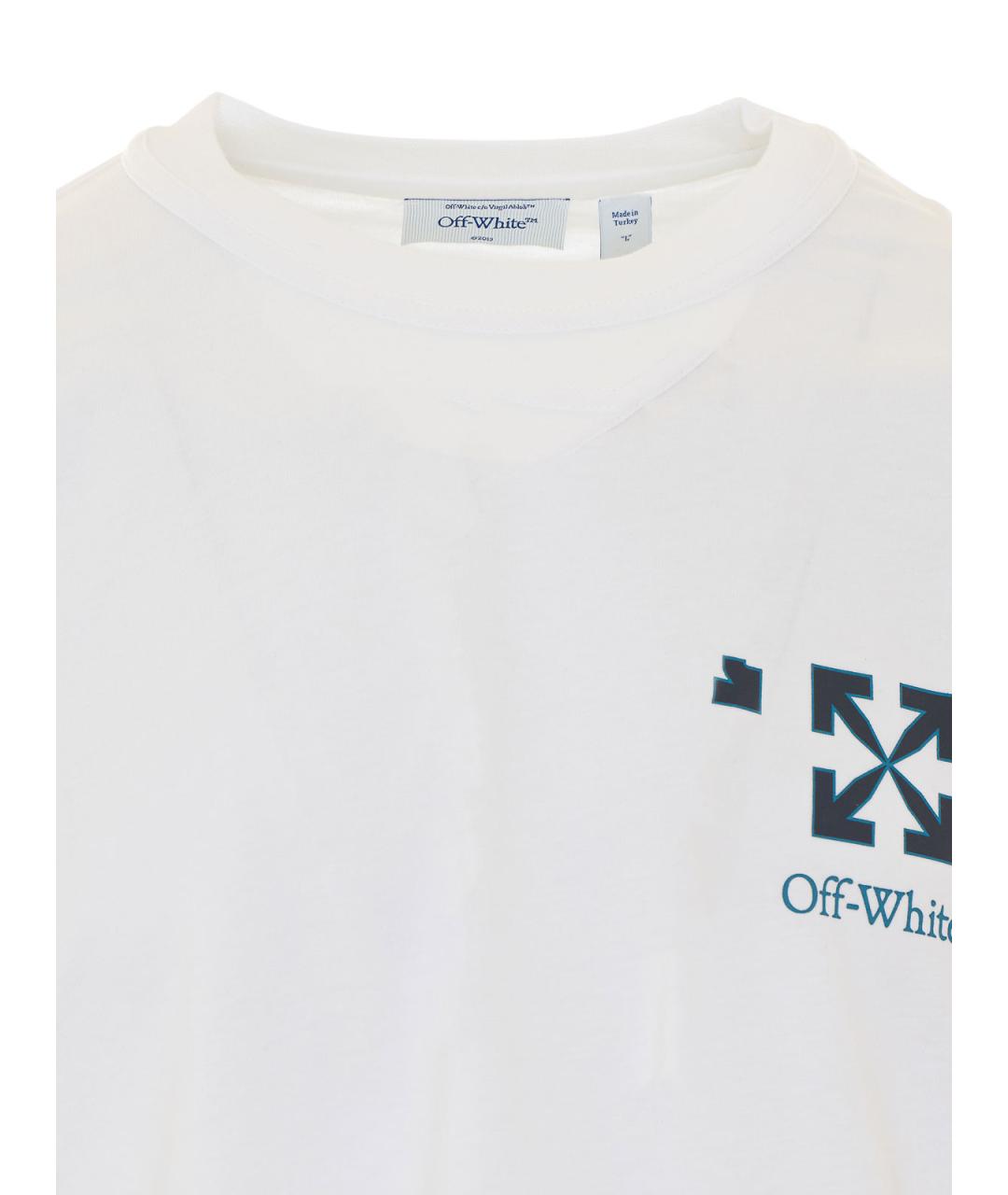 OFF-WHITE Белая хлопковая футболка, фото 4