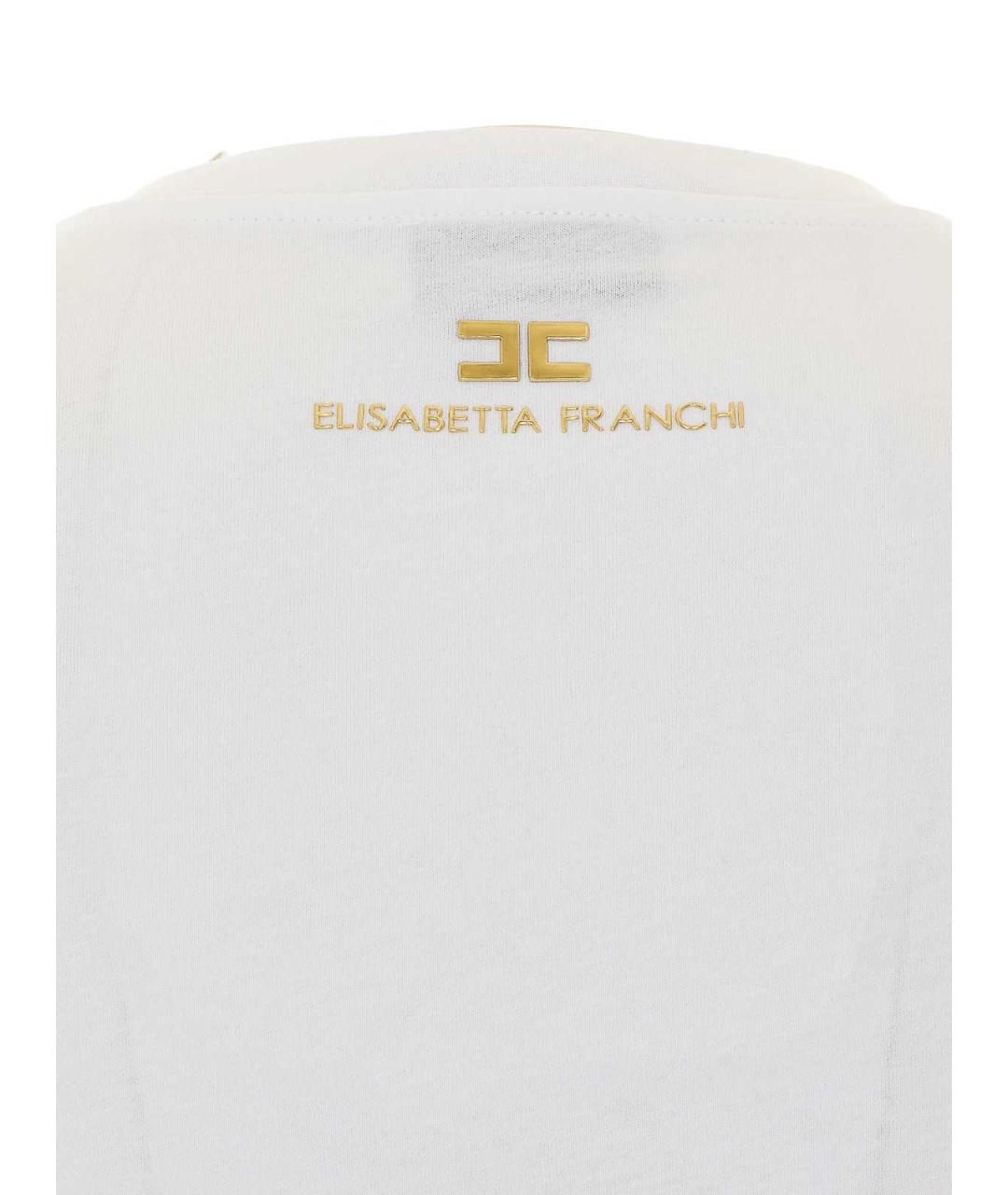 ELISABETTA FRANCHI Белая хлопковая футболка, фото 3