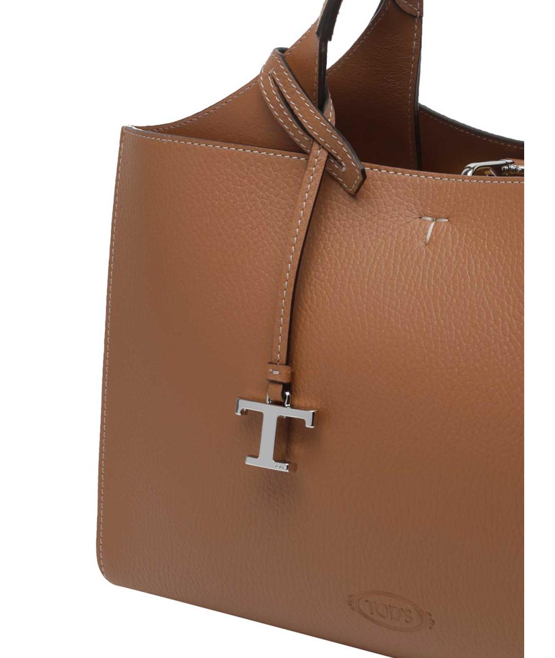 TOD'S Коричневая кожаная сумка тоут, фото 4