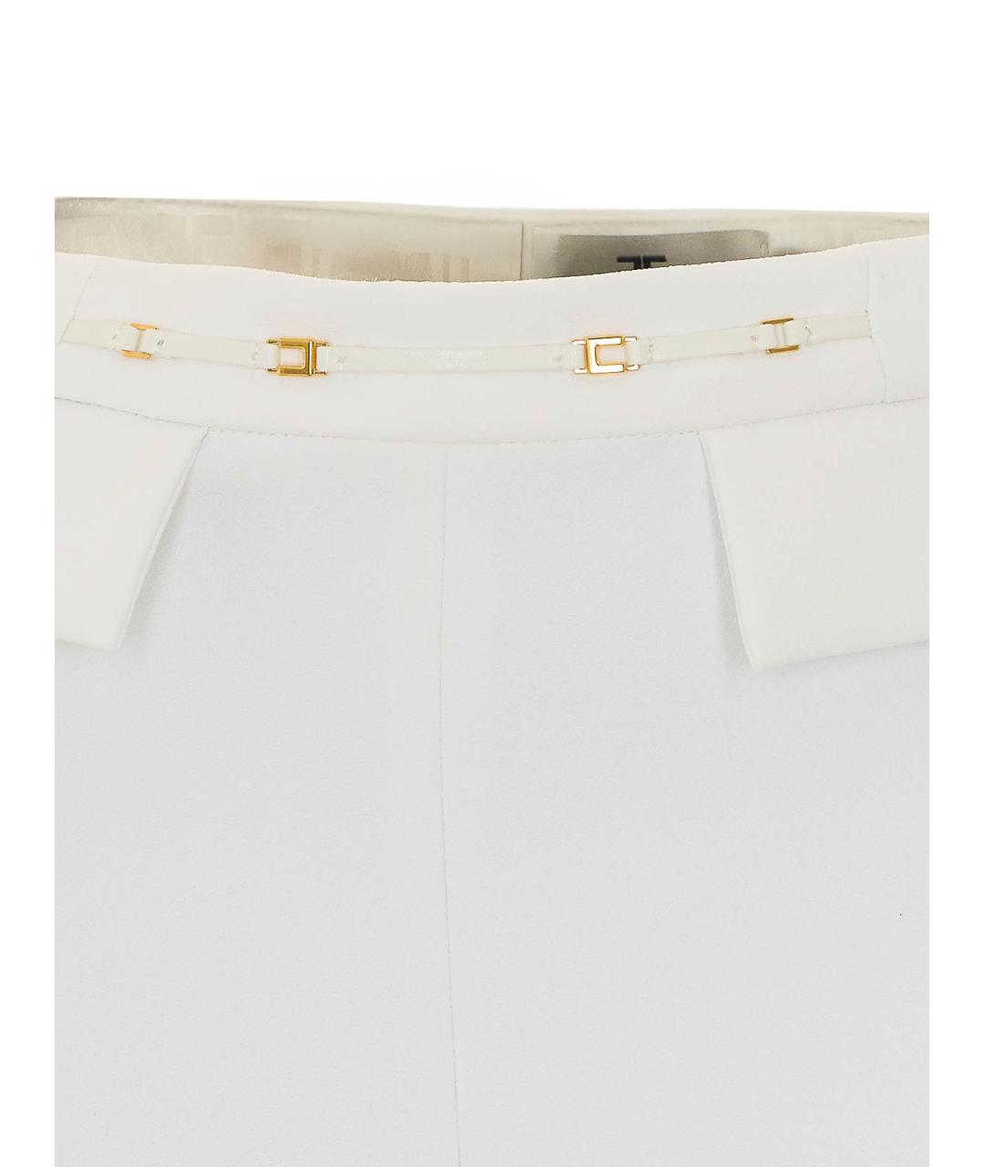 ELISABETTA FRANCHI Белые полиэстеровые прямые брюки, фото 4