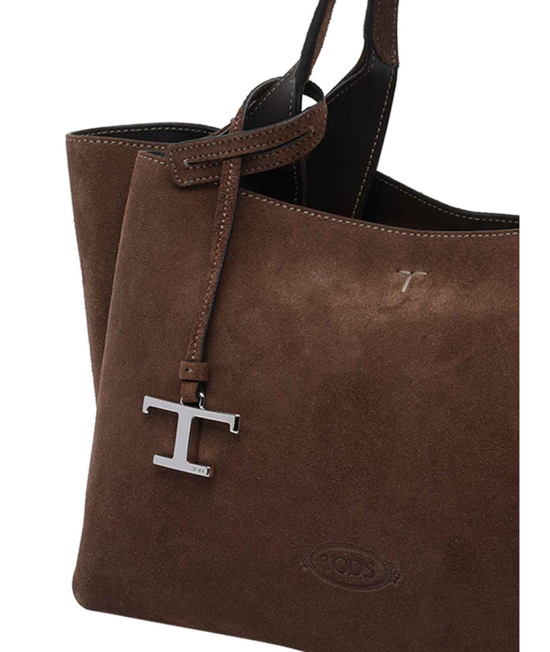TOD'S Коричневая замшевая сумка тоут, фото 4