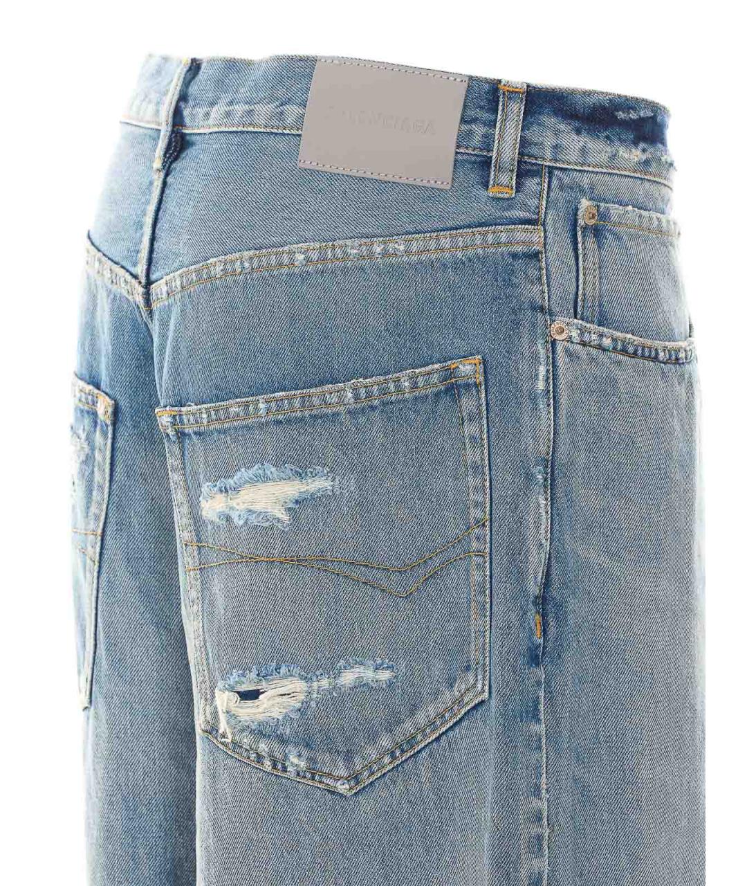 BALENCIAGA Голубые хлопковые прямые джинсы, фото 3