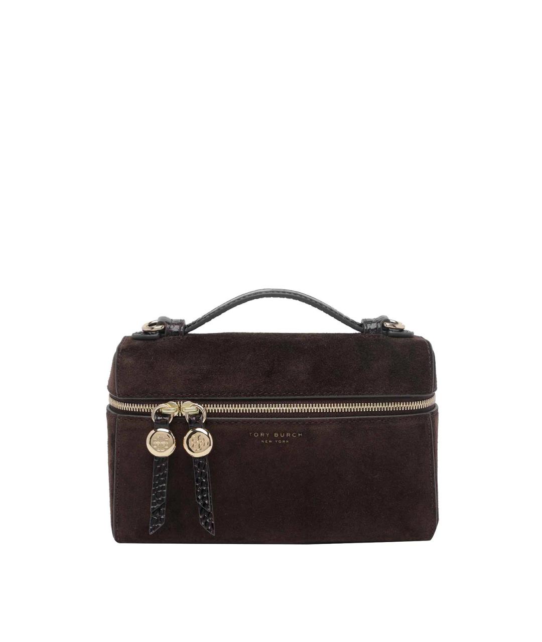 TORY BURCH Коричневая замшевая сумка с короткими ручками, фото 1