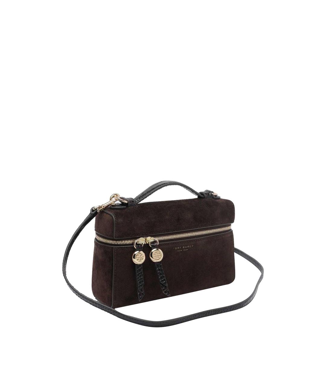 TORY BURCH Коричневая замшевая сумка с короткими ручками, фото 2