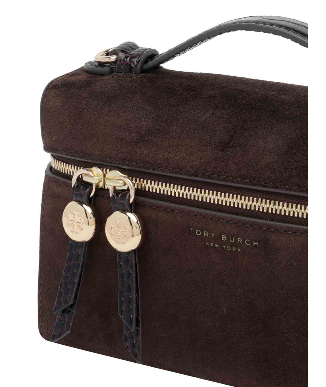 TORY BURCH Коричневая замшевая сумка с короткими ручками, фото 4