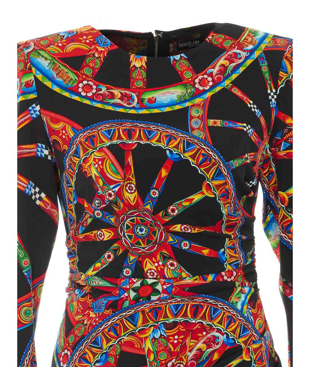 DOLCE&GABBANA Мульти шелковое повседневное платье, фото 4