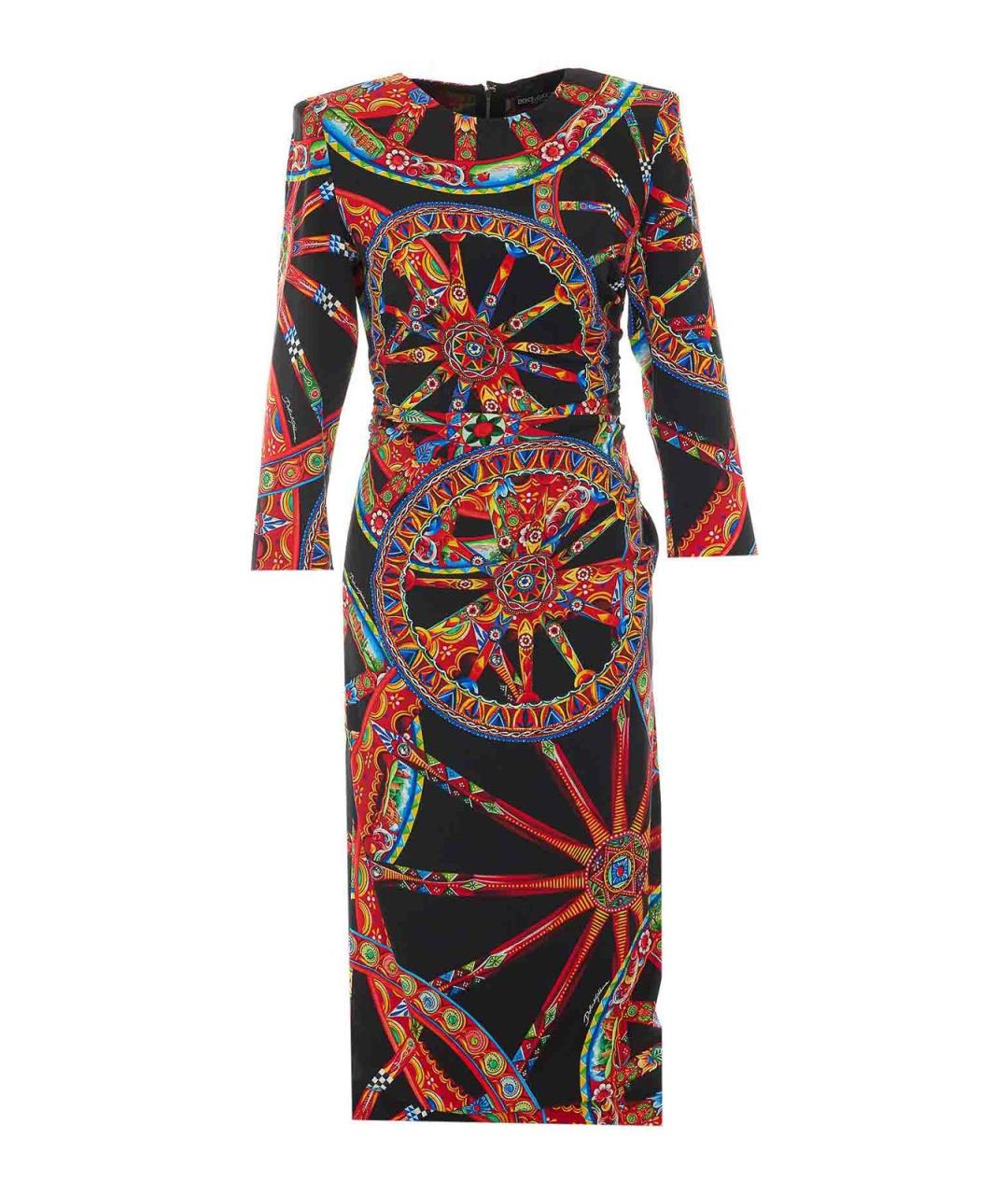 DOLCE&GABBANA Мульти шелковое повседневное платье, фото 1