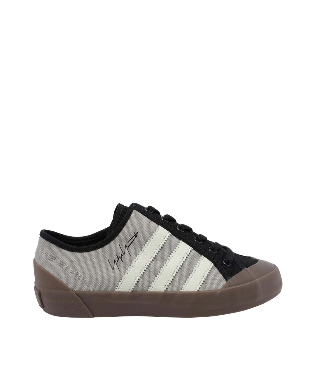 Y-3 Серые текстильные низкие кроссовки / кеды, фото 1